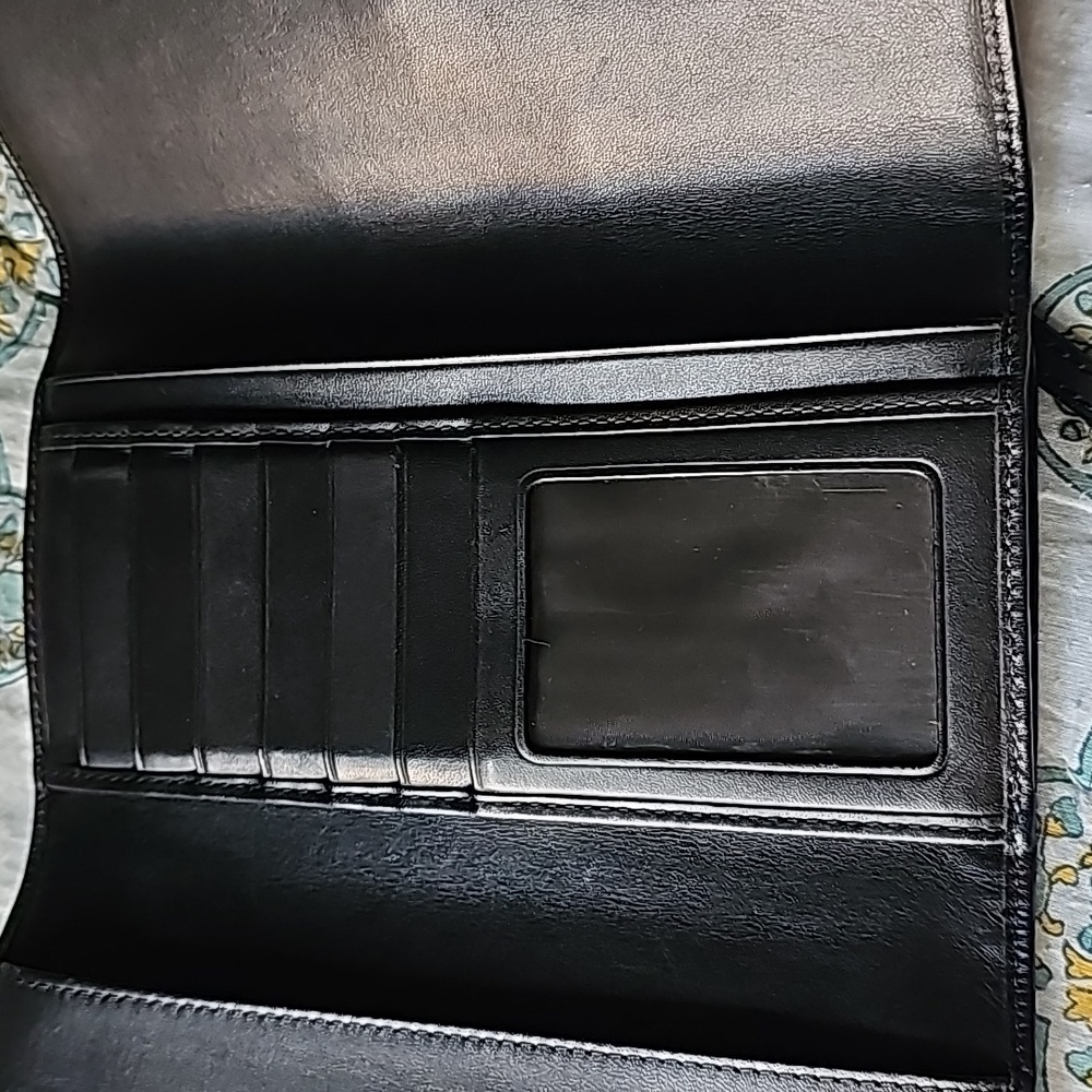 Vintage Coach Black Monogram Signature Jacquard Canvas & Leather Trifold Wallet - Picture 7 of 13